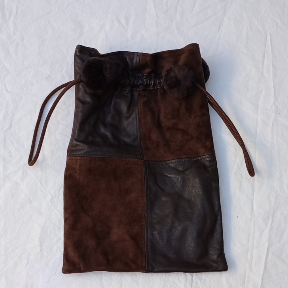 Artisan Patchwork Purse Bag  Leather Suede Festival Renaissance Faire Brown